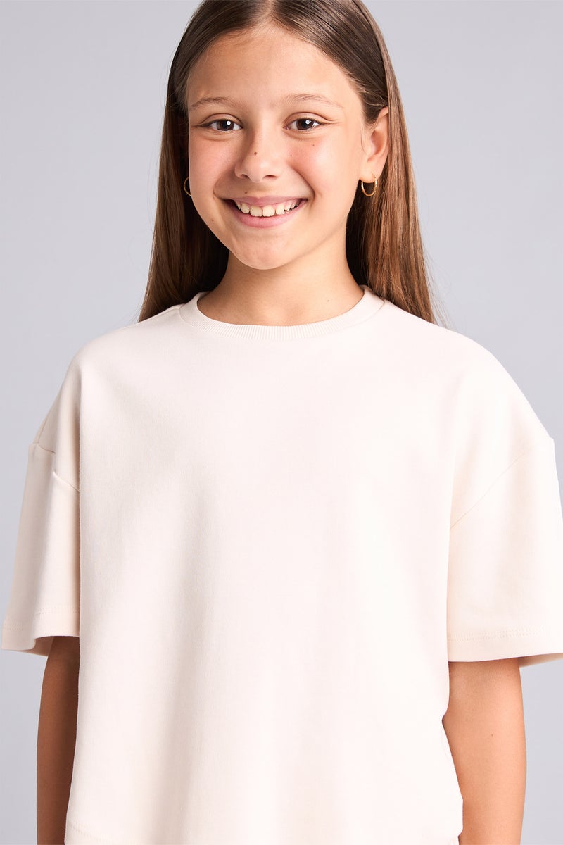DeFacto Beige Girl Girl 2 piece Regular Fit 100% Cotton T-Shirt Trousers Set Casual - Image 3