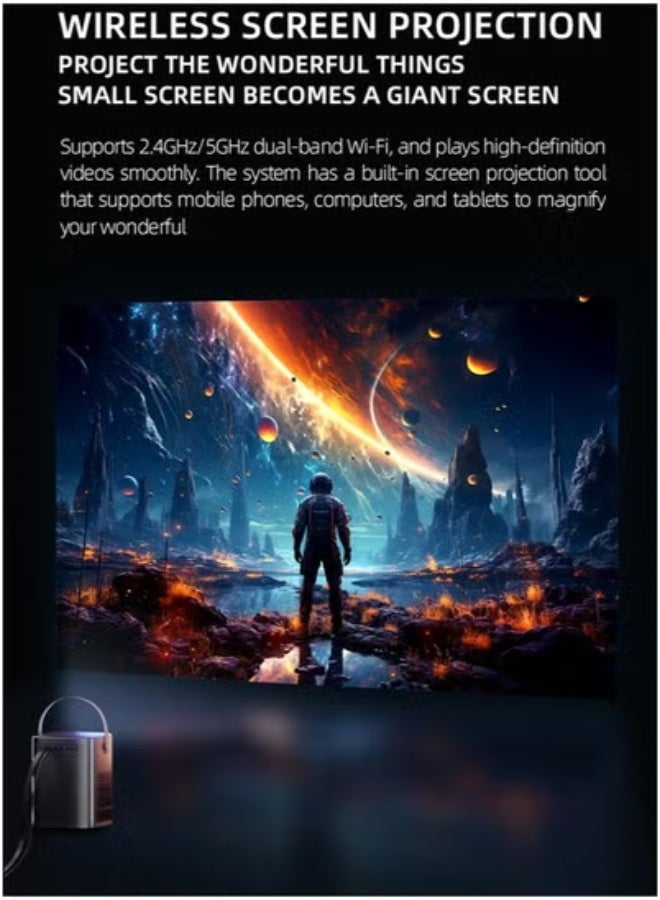 JAJEEK Smart 5G Portable Projector HY6 – Full HD 1080P with 4K Support, Android 9 OS, WiFi 2.4G/5G, Bluetooth 5.0, Auto Keystone, HDMI/USB Ports, HiFi Sound, 25-150" Projection Size – 2GB RAM & 32GB Storage for Home Theater & Entertainment  - Image 4