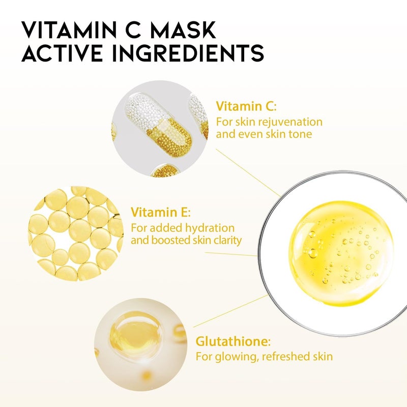 #OOTD Face Mask Korean Skincare for Dry Sensitive Skin | Hydrating, Revitalizing, Calming, Collagen, Ceramide, Cica, Vitamin C Serum Sheet Masks (12EA) - Image 4
