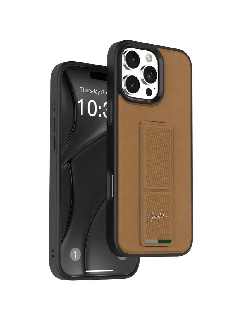 Green Lion Grip-X Multi-Functional Kickstand for iPhone 16 Pro / Brown