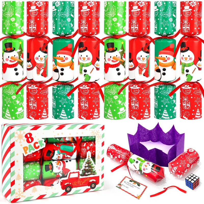 SURCVIO 8 Pack NonSnap Christmas Table Party Favors with Party Hats Joke Little Gifts for Kids Adults Christmas Snowman Design Xmas Seasonal Holiday Dinner Traditions Supplies - Image 3