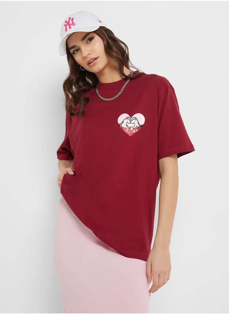 ديزني Mickey & Minnie Oversize Front & Back Print T-Shirt