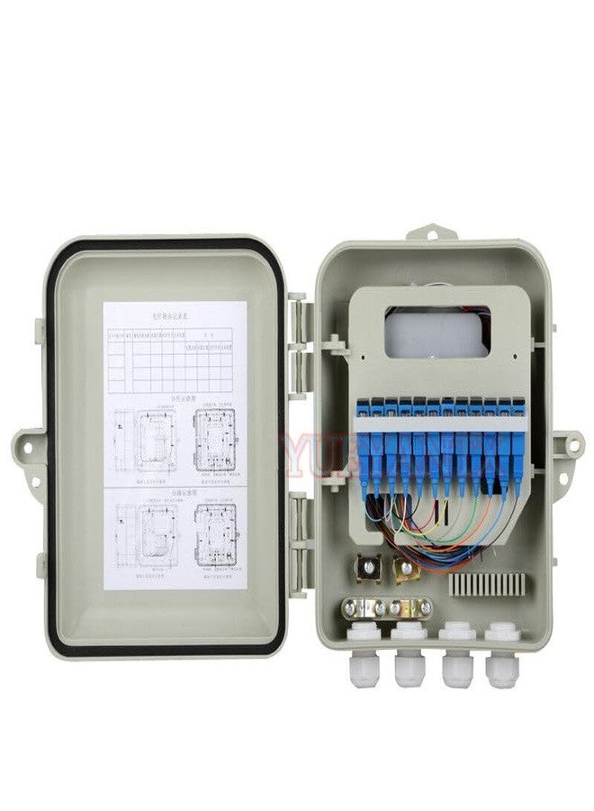 HANUTECH 12 Core FTTH Fiber Distribution Box Loaded with 12 Core SC/PC Connector Pigtails, Fiber Splitter Box, Suitable for Indoor or Outdoor Use - Image 1