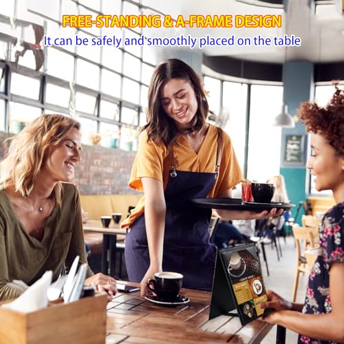 ONLVAN Leather Table Tent Leather Menu Holder Sign Display Black Menu Covers for Cafes Bars or Restaurant for 5×7 inch Menus (1 Pack/5×7 inch) - Image 3