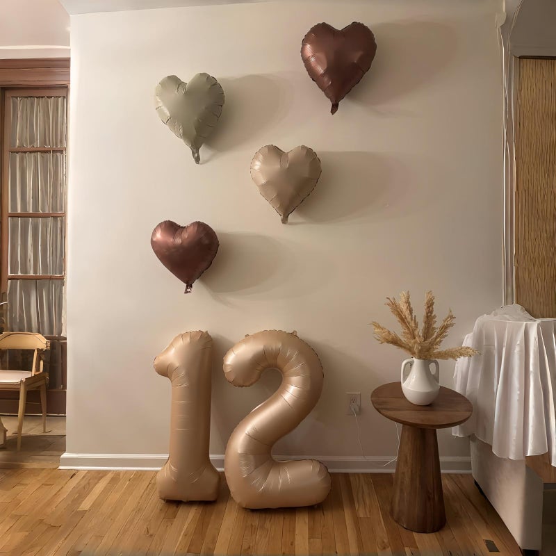 Govpy Cream 26 Balloons Decor, Beige Brown White Sand Foil Star Heart Balloon Decor, Large Helium Nude Tan Boho Neutral Number 26 Balloon for Women 26th Birthday Anniversary Party Decoration Supplies - Image 4