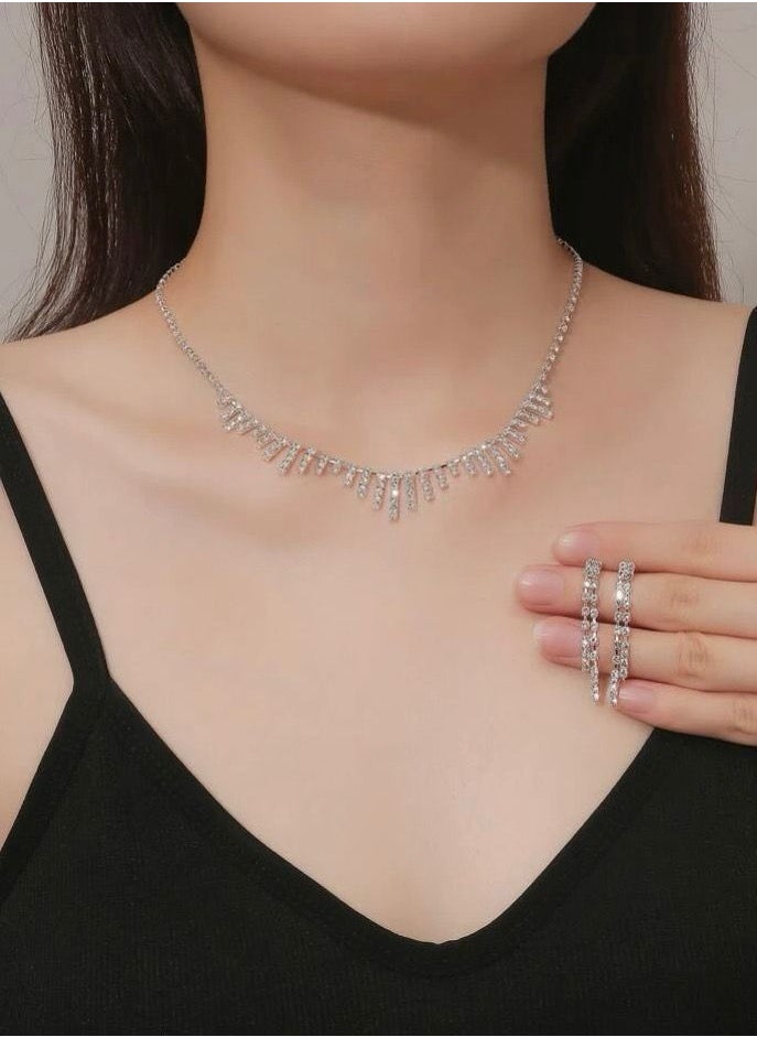 JewelryPalace - Rhinestone Jewelry Set Necklace And Earring - Image 1