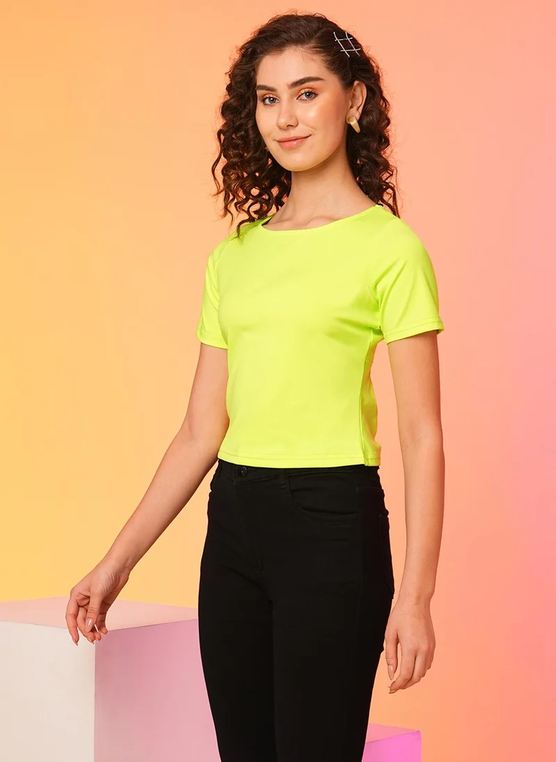 globus Globus Women Fluorescent Green Styled Back Party Top