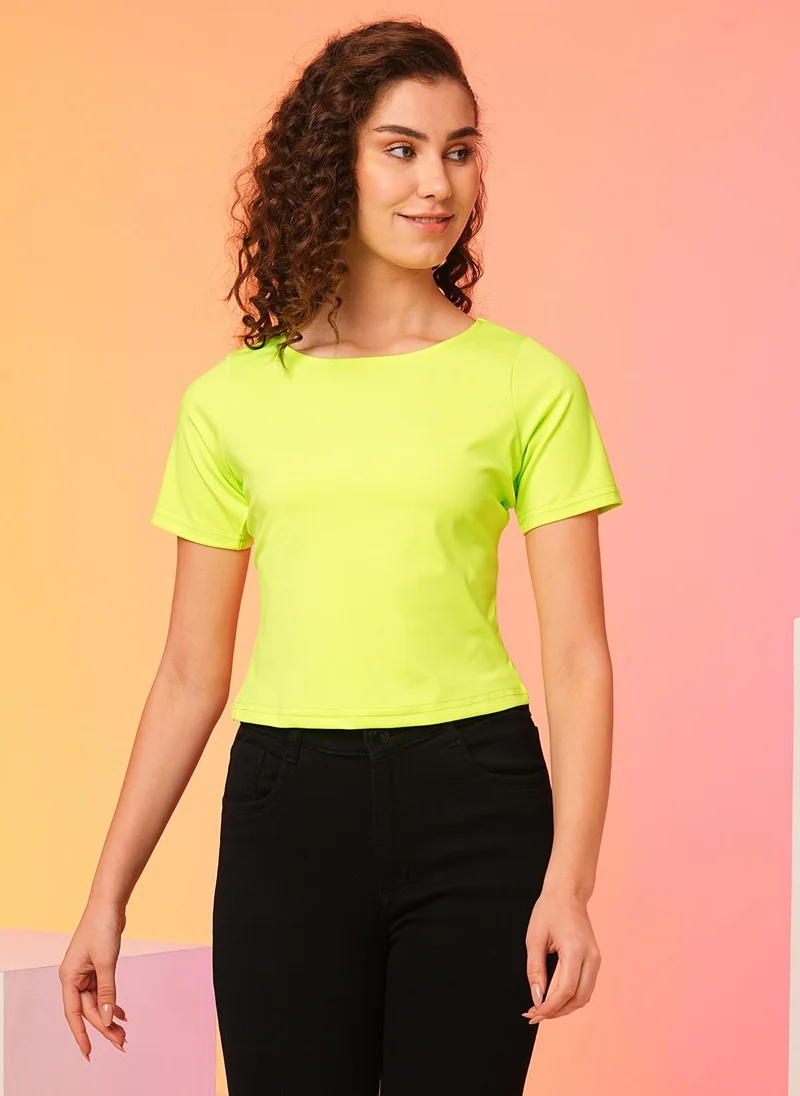 globus Globus Women Fluorescent Green Styled Back Party Top