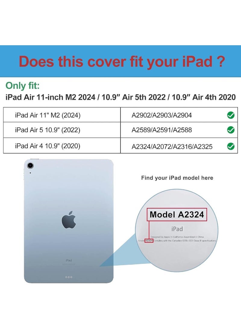 كابتن تيك Protective Case Cover For Air 6th 11-Inch M2 (2024) iPad Air4/Air5 10.9 inch (2020/2022) Generation with Pencil Holder, 【Support Apple Pencil Charging and Touch ID】 Transparent and Auto Wake/Sleep - Image 2
