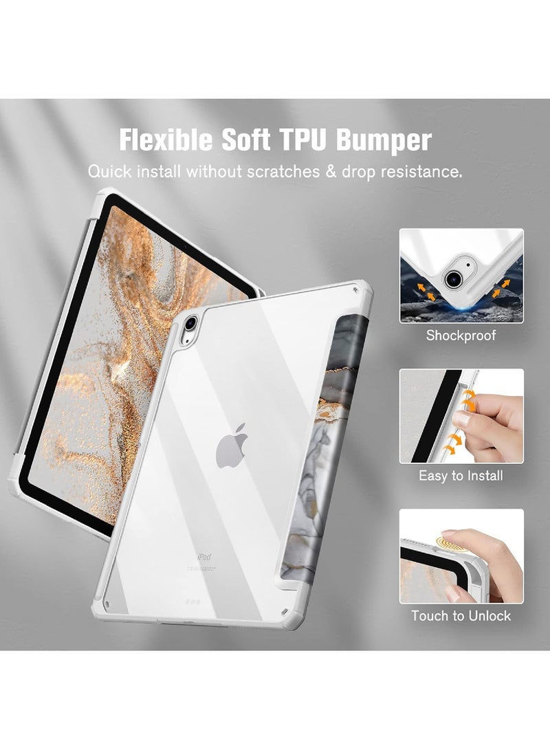 كابتن تيك Protective Case Cover For Air 6th 11-Inch M2 (2024) iPad Air4/Air5 10.9 inch (2020/2022) Generation with Pencil Holder, 【Support Apple Pencil Charging and Touch ID】 Transparent and Auto Wake/Sleep - Image 5