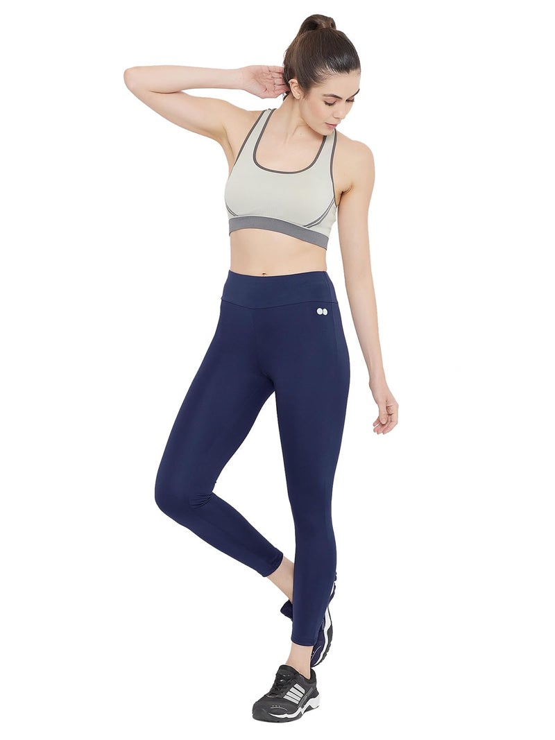 Clovia Women's Snug Fit Polyester Active High-Rise Ankle-Length Tights (AB0042A08_Blue_M) - Image 1