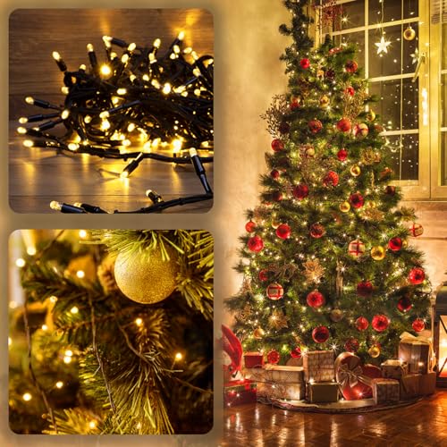 Albelt 2 Pack 480 LED Solar String Lights for Outside, 170 FT Super Long Solar Chrismas Lights Outdoor with 8 Modes & Memory Function, Waterproof Twinkle Light for Xmas Tree Party Decorations (Warm White) - Image 5