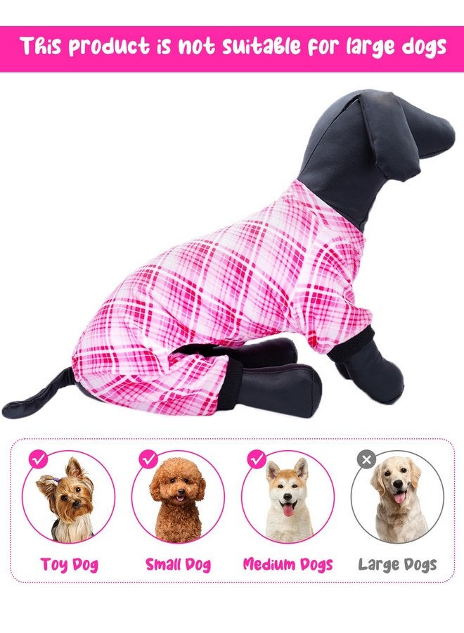 PET SHOW 4 Pack Small Dog Pajamas Cute Paw Bone Clothes for Medium Dogs Soft Stretchy PJs Plaid Jumpsuit Puppy Cats Floral Fruits Onesies Outfits with Sleeve Pets Dachshund Costume(S, Pink for Girls) - Image 3