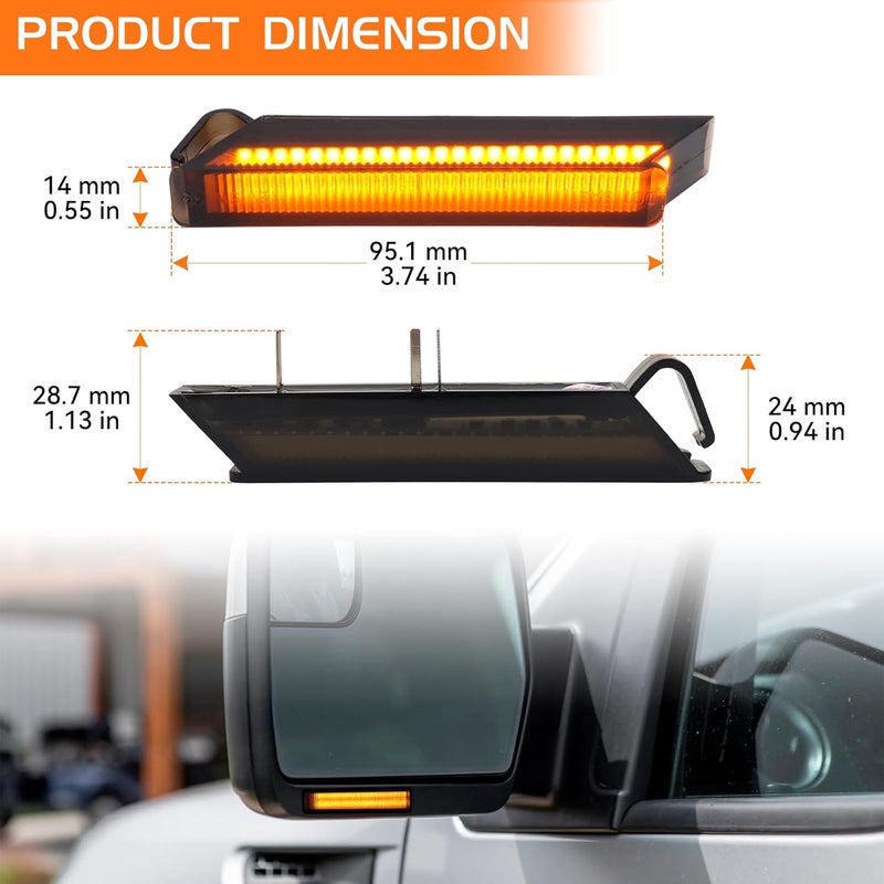 FetonAuto Sequential Amber LED Side Mirror Turn Signal Lights - Image 3