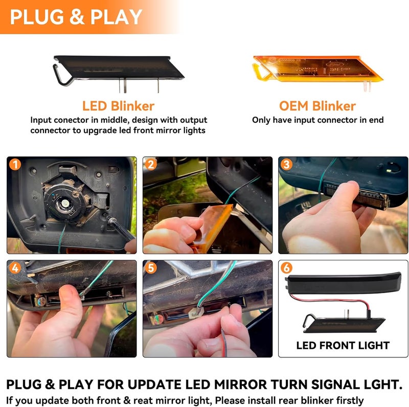 FetonAuto Sequential Amber LED Side Mirror Turn Signal Lights - Image 4