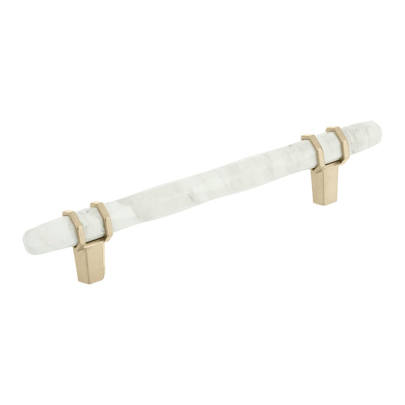 Amerock | Cabinet Pull | Marble White/Golden Champagne | 5-1/16 inch (128 mm) Center to Center | Carrione | 1 Pack | Drawer Pull | Drawer Handle | Cabinet Hardware | Zinc - Image 1
