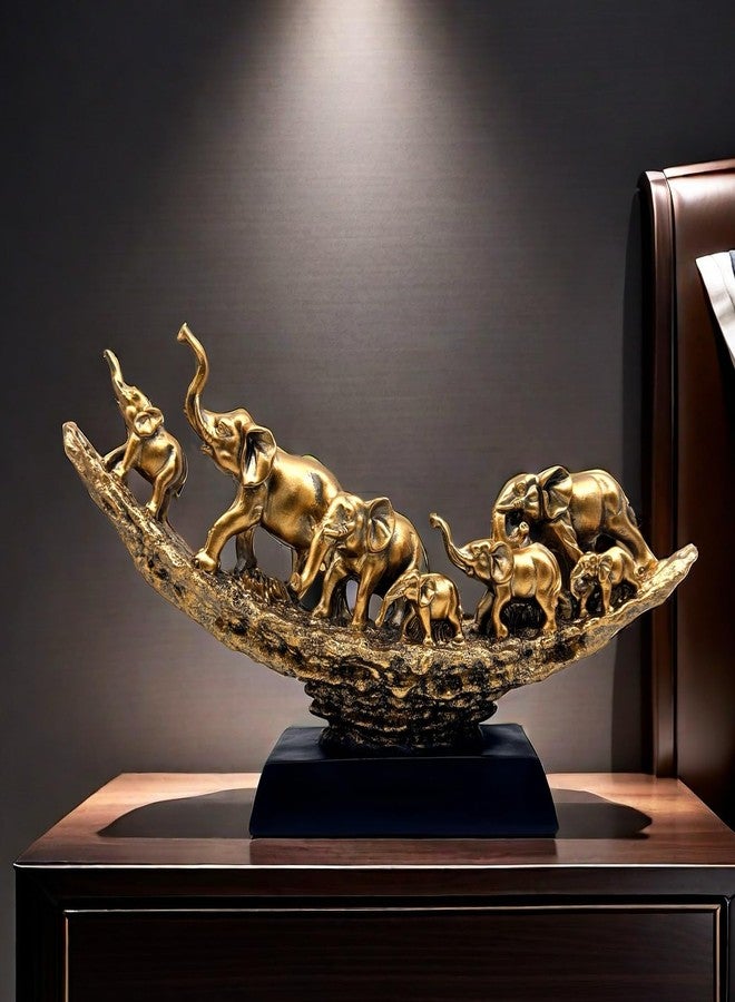 SHTWX Elephant Herd with Babies Statue Elephants Family Frgurines Sculpture for Home Office Living Room Desktop Decoration Figurines Indoor Feng Shui Decor Bronze - Image 4