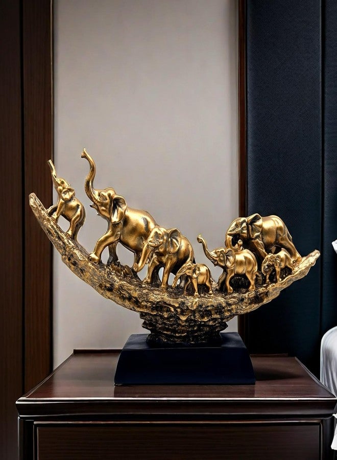 SHTWX Elephant Herd with Babies Statue Elephants Family Frgurines Sculpture for Home Office Living Room Desktop Decoration Figurines Indoor Feng Shui Decor Bronze - Image 5