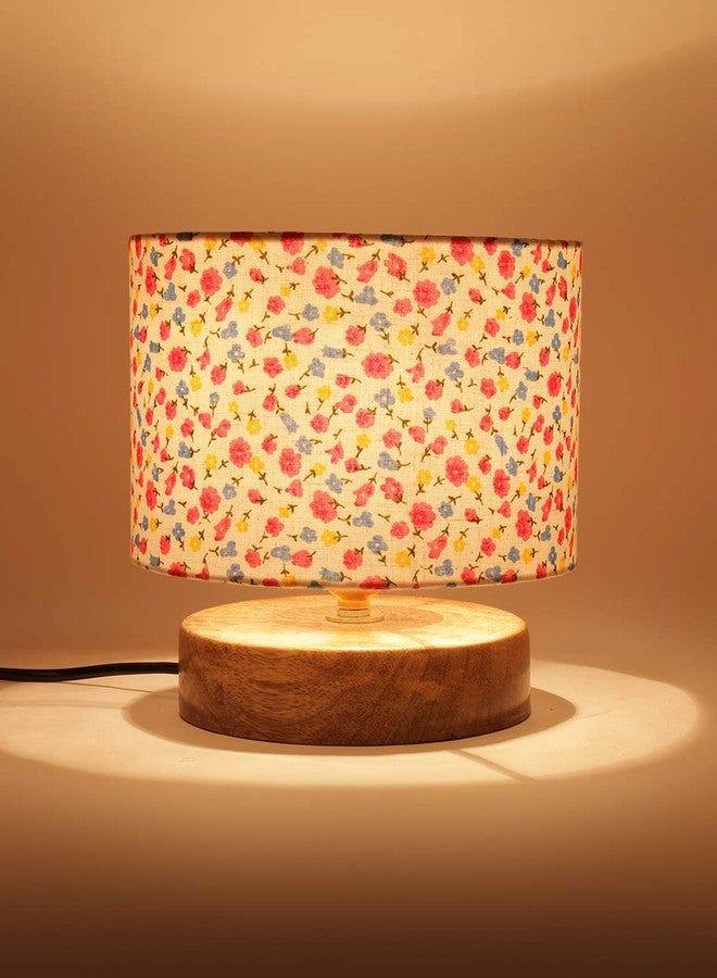 Devansh Multicolor Cotton Shade Lamp with Natural Wood Base for Decoration/Office/Home/Gifting/Study for Office/Home/Gifting -(7x7x7) Inches - - Image 3