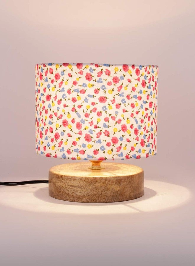 Devansh Multicolor Cotton Shade Lamp with Natural Wood Base for Decoration/Office/Home/Gifting/Study for Office/Home/Gifting -(7x7x7) Inches - - Image 4