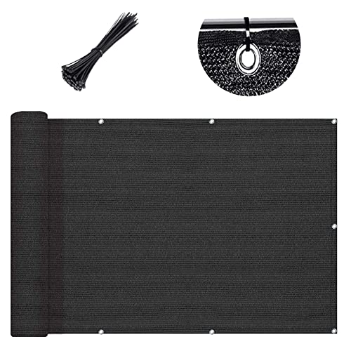 SUNLAX 3'x10' Black Balcony Privacy Screen Fence Windscreen Cover Fabric Shade Netting Mesh Cloth with Grommets UV Protection for Patio, Backyard, Porch, Railing Shield 90% (We Make Custom Sizes) - Image 1