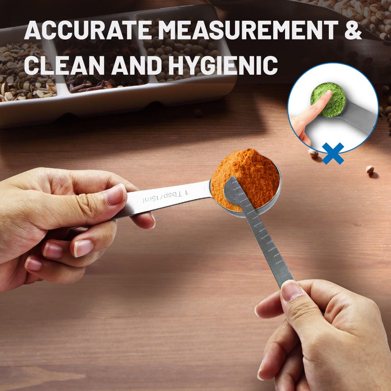 Rena Chris 8PCS Measuring Spoons, Premium Heavy Duty Stainless Steel Measuring Spoons Cups Set, Small Tablespoon with Metric and US Measurements, Set of 8 for Measuring Dry and Liquid Ingredients - Image 5