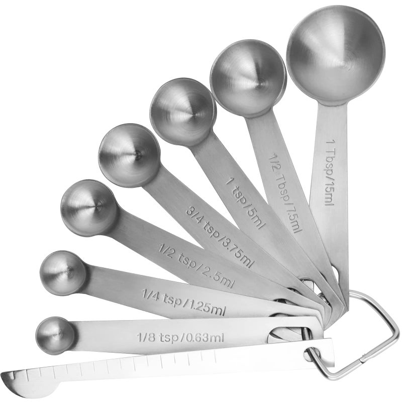 Rena Chris 8PCS Measuring Spoons, Premium Heavy Duty Stainless Steel Measuring Spoons Cups Set, Small Tablespoon with Metric and US Measurements, Set of 8 for Measuring Dry and Liquid Ingredients - Image 1