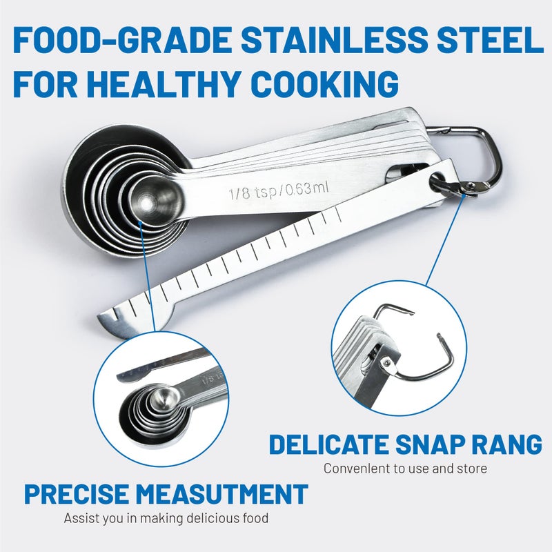 Rena Chris 8PCS Measuring Spoons, Premium Heavy Duty Stainless Steel Measuring Spoons Cups Set, Small Tablespoon with Metric and US Measurements, Set of 8 for Measuring Dry and Liquid Ingredients - Image 3