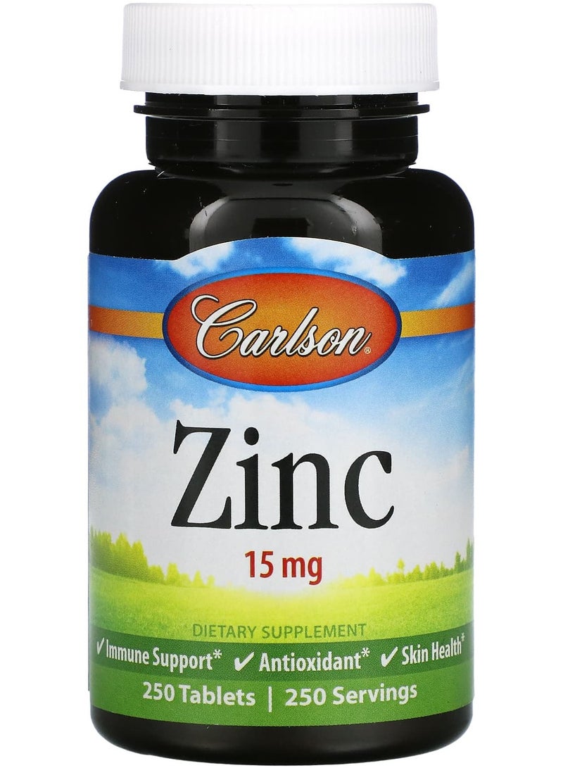 Zinc, 15 mg, 250 Tablets