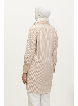 Sefa Merve Striped Garnish Tunic 4821-02 Beige  - Image 5