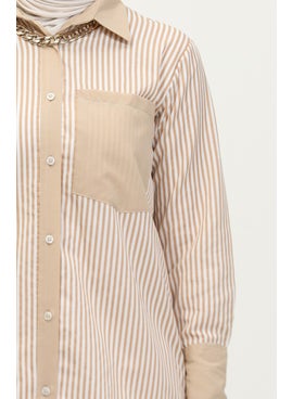 Sefa Merve Striped Garnish Tunic 4821-02 Beige  - Image 4