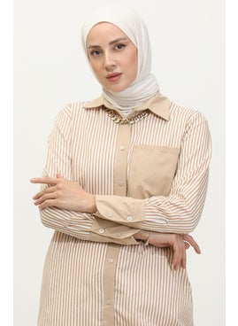 Sefa Merve Striped Garnish Tunic 4821-02 Beige  - Image 3