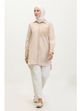 Sefa Merve Striped Garnish Tunic 4821-02 Beige  - Image 2
