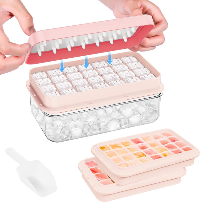 PHINOX Ice Cube Tray with Lid and Bin, Ice Trays for Freezer, Flexible Ice Cube Trays, Making 56 pcs Ice Cubes, Chilling Cocktail, Whiskey, Coffee, with 2 trays, Ice Container, Scoop&Cover, BPA Free - Image 1
