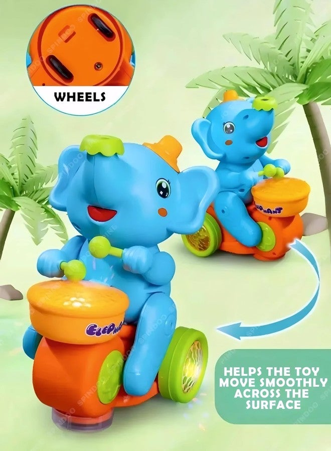 Spindoo Musical Walking Elephant Drummer Toy for Kids | Flashing LED Lights, Amazing Sound, Drum Beating & Levitating Ball Feature | Bump & Go Musical Elephant Toy for Boys & Girls - Image 5