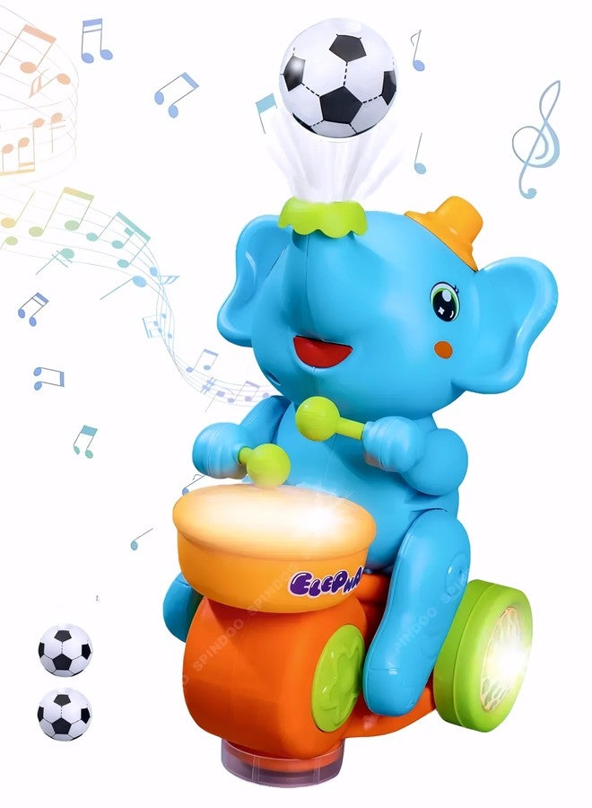 Spindoo Musical Walking Elephant Drummer Toy for Kids | Flashing LED Lights, Amazing Sound, Drum Beating & Levitating Ball Feature | Bump & Go Musical Elephant Toy for Boys & Girls - Image 1