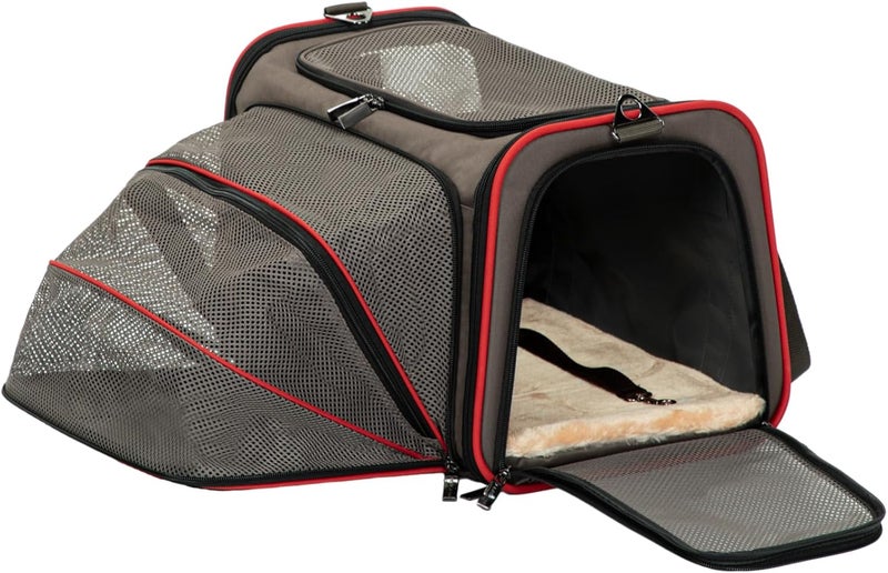 Petsfit Expandable Cat Carrier Dog Carriers,Airline Approved Soft-Sided Portable Pet Travel Washable Carrier for Kittens,Puppies,Removable Soft Plush mat and Pockets,Locking Safety Zippers - Image 1