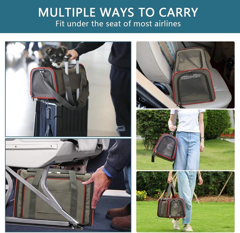 Petsfit Expandable Cat Carrier Dog Carriers,Airline Approved Soft-Sided Portable Pet Travel Washable Carrier for Kittens,Puppies,Removable Soft Plush mat and Pockets,Locking Safety Zippers - Image 5
