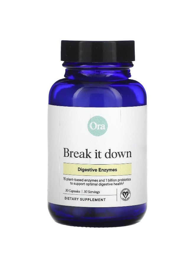 ORA - Ora, Break It Down, Digestive Enzymes, 30 Capsules - Image 1