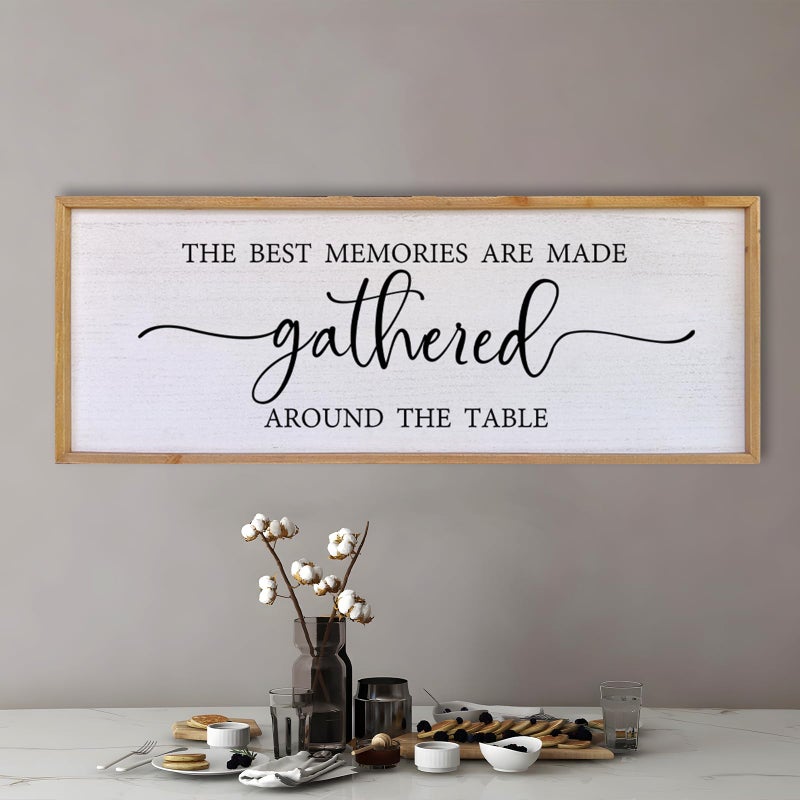 Surfapans The Best Memories Are Made Gathered Around The Table Wall Decor 40"x15" Large Rustic Farmhouse Dining Room Wood Framed Modren Signs Kitchen Home Simple Hanging Wall Art (Wood) - Image 5