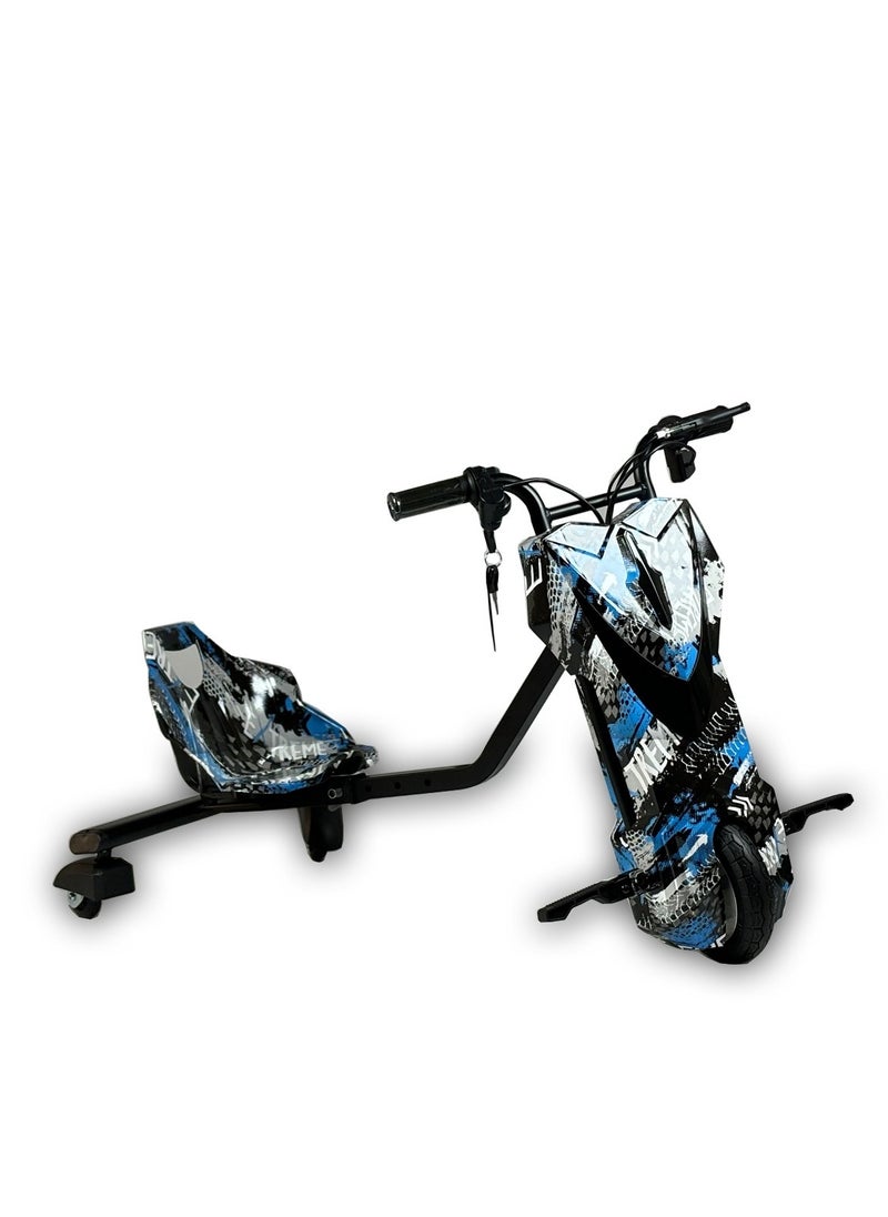 GOLD MANTIS Electric Drift Trike for Kids – 36V Battery Powered Ride-On 3-Wheel Bike with Unique Graffiti Design – Blue  - Image 1