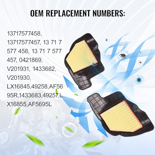 TOPAZ فلتر هواء المحرك الأيسر والأيمن TOPAZ 13717577458 13717577457 متوافق مع BMW E70 E71 X5 X6 F01 F04 750i F10 650i - Image 3
