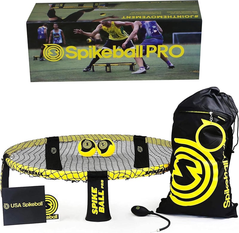 Spikeball طقم سبايك بول برو (إصدار البطولة) - يشمل شبكة لعب أقوى، كرات جديدة مصممة لإضافة دوران، مضخة كرة محمولة مع مقياس، حقيبة ظهر - Image 1