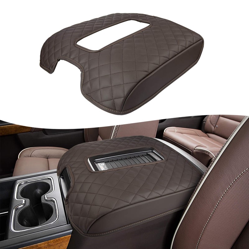 KBH Center Console Armrest Cover for Chevy Silverado GMC Sierra 1500 2500 3500 20142018 Tahoe Yukon Suburban 20152020 Floor Console Bucket Seat Vinyl Leather Dark Brown