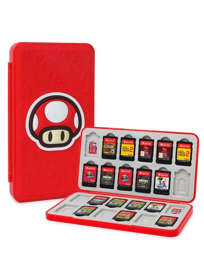 TIKOdirect Game Card Case for Nintendo Switch/SD Cards, Storage 24 Switch Game Cards Portable Holder Pretty Cute Hard Shell with Magenic Closure, Red - Image 1