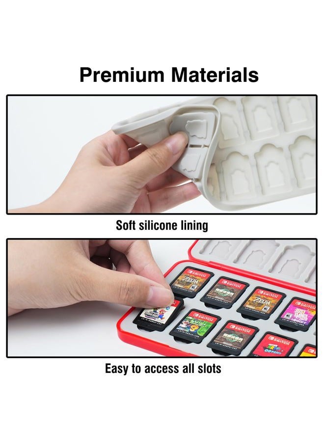 TIKOdirect Game Card Case for Nintendo Switch/SD Cards, Storage 24 Switch Game Cards Portable Holder Pretty Cute Hard Shell with Magenic Closure, Red - Image 4