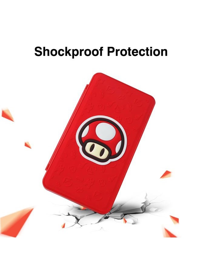 TIKOdirect Game Card Case for Nintendo Switch/SD Cards, Storage 24 Switch Game Cards Portable Holder Pretty Cute Hard Shell with Magenic Closure, Red - Image 2
