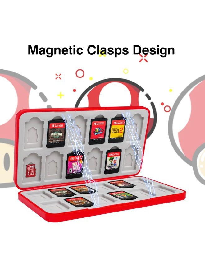 TIKOdirect Game Card Case for Nintendo Switch/SD Cards, Storage 24 Switch Game Cards Portable Holder Pretty Cute Hard Shell with Magenic Closure, Red - Image 5