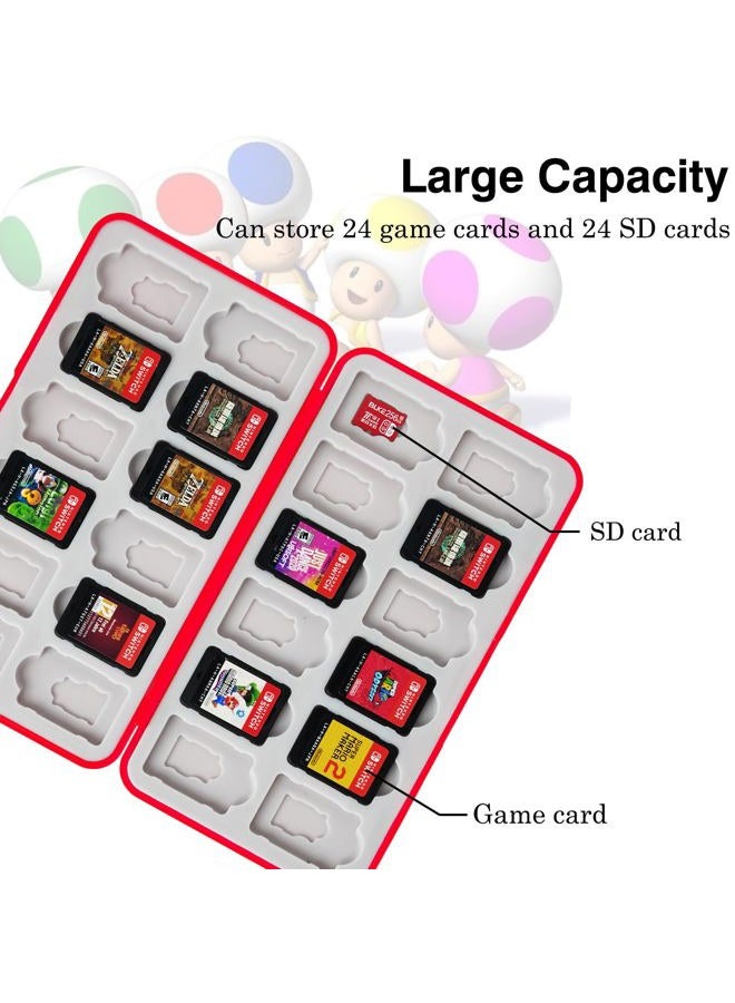 TIKOdirect Game Card Case for Nintendo Switch/SD Cards, Storage 24 Switch Game Cards Portable Holder Pretty Cute Hard Shell with Magenic Closure, Red - Image 3