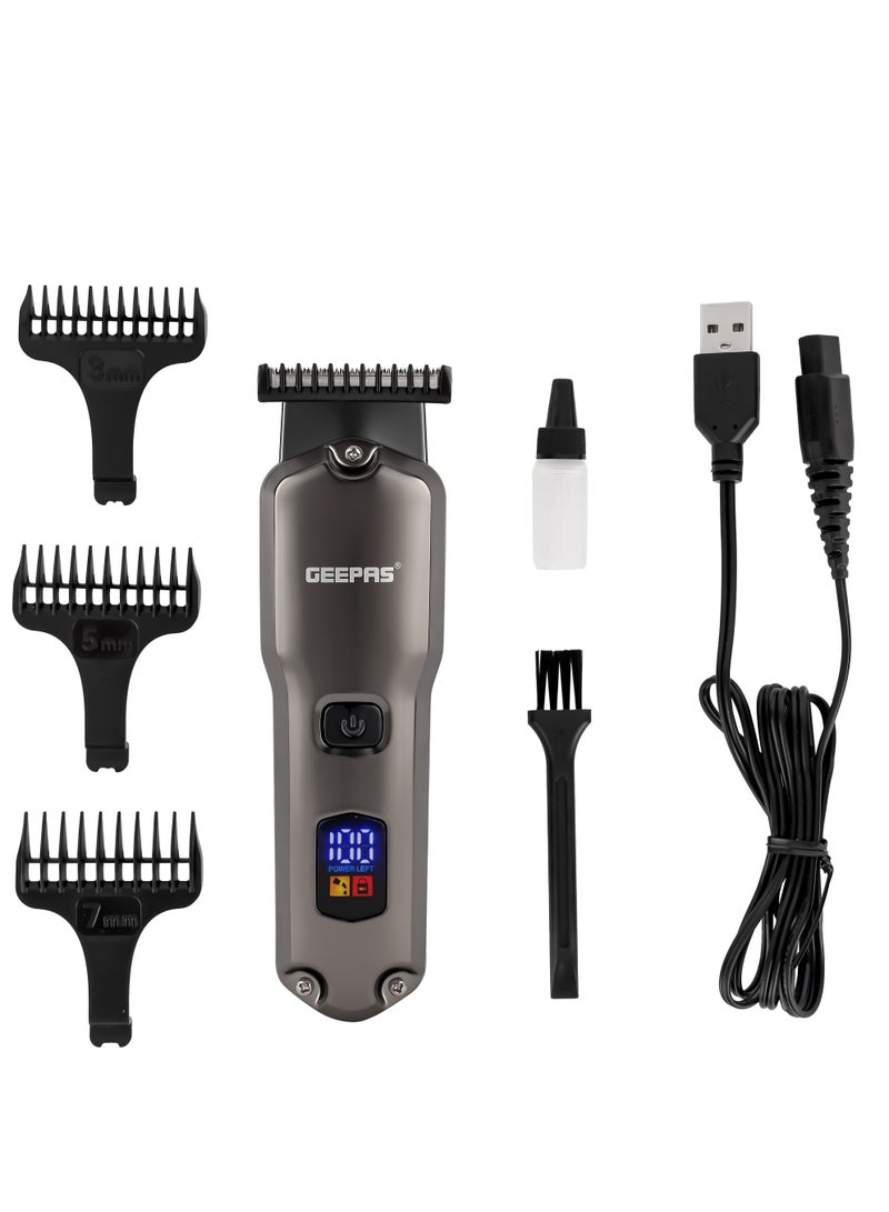 GEEPAS Geepas Rechargeable Hair and Beard Trimmer- GTR57508/ with High-Capacity Li-ion Battery and 180 min Working Time/ Detachable Blades and Waterproof IPX7/ LED Display, Cordless, Perfect for Home and Sal - Image 3